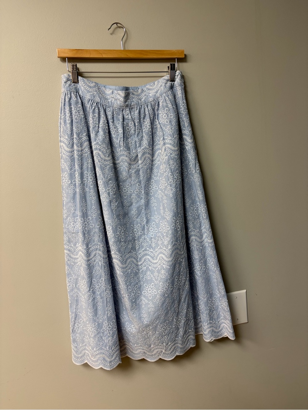 LOFT Light Blue Embroidered Maxi Skirt